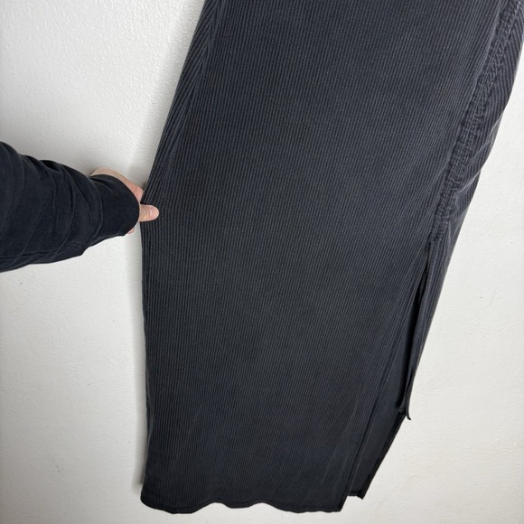 L Space Black Ribbed Side Slit Maxi Dress Cover Up Women's Medium Beach Boho - Picture 3 of 14